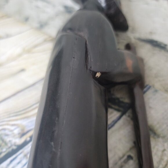 Vtg Asian Wood Carving Chinese Man w Staff Statue Figure Oriental Art Wood 12" - Picture 12 of 12